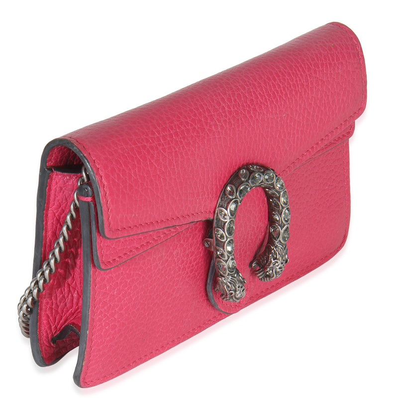 Gucci Pink Dollar Calfskin Crystal Super Mini Dionysus Flap Leather Handbag