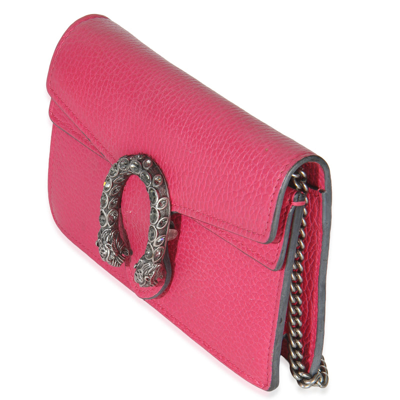 Gucci Pink Dollar Calfskin Crystal Super Mini Dionysus Flap Leather Handbag