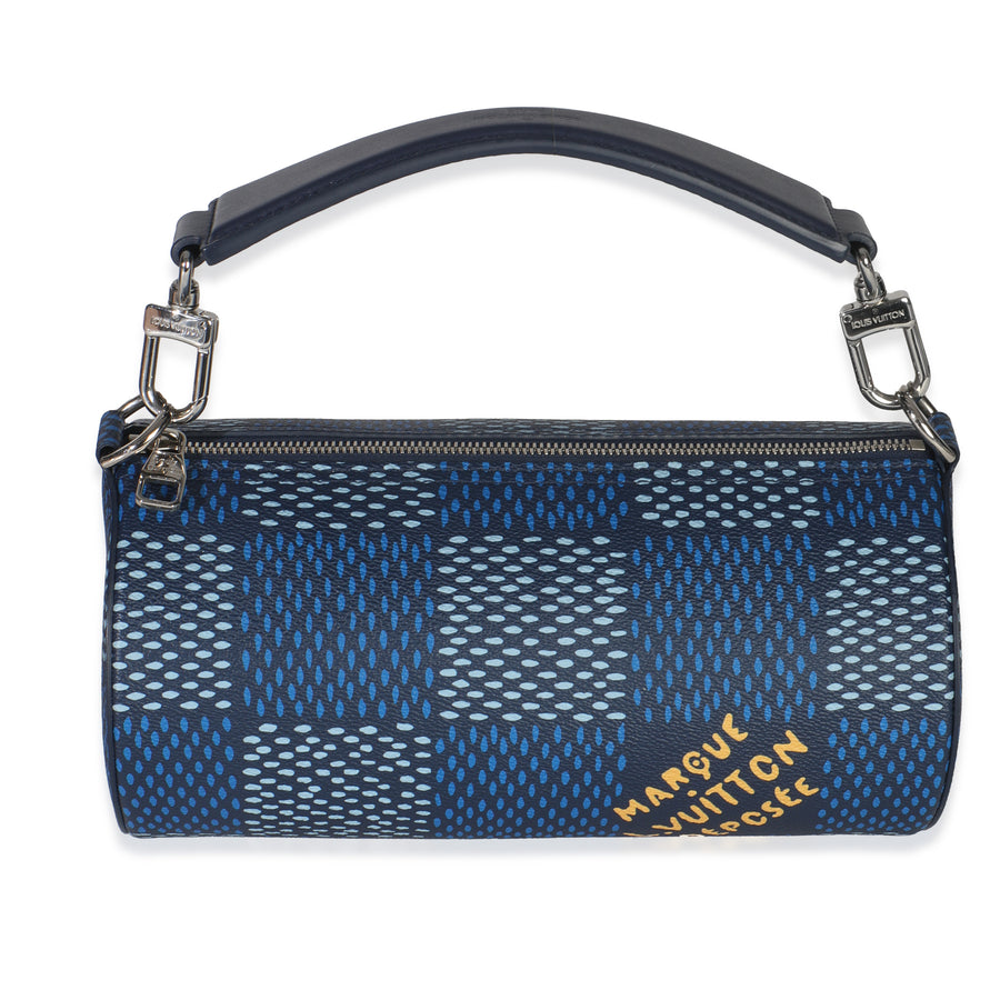 Louis Vuitton Damier Heritage Canvas Soft Polochon Pm Blue Coated Handbag