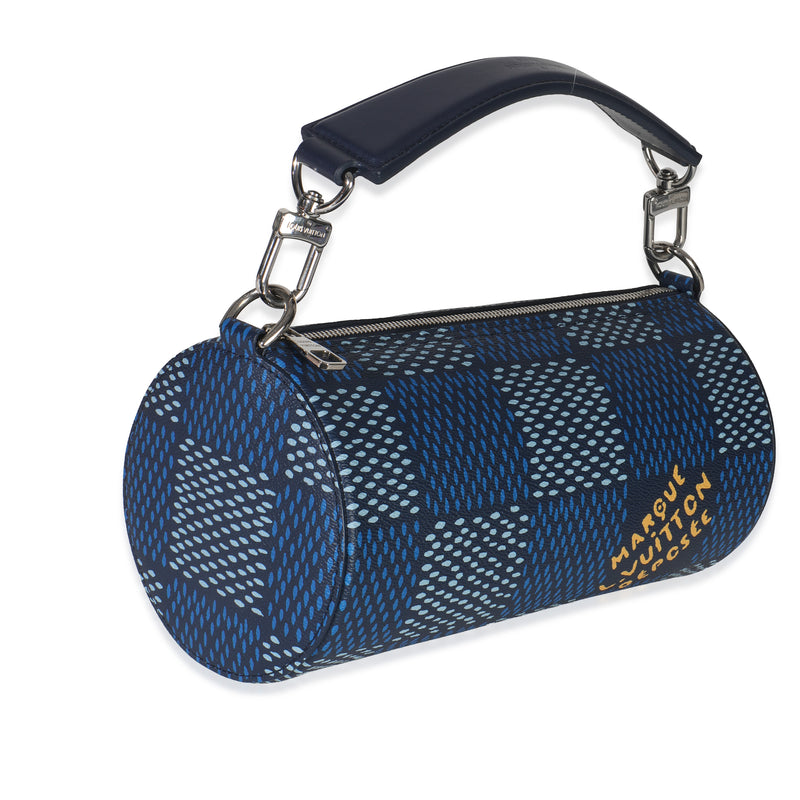 Louis Vuitton Damier Heritage Canvas Soft Polochon Pm Blue Coated Handbag