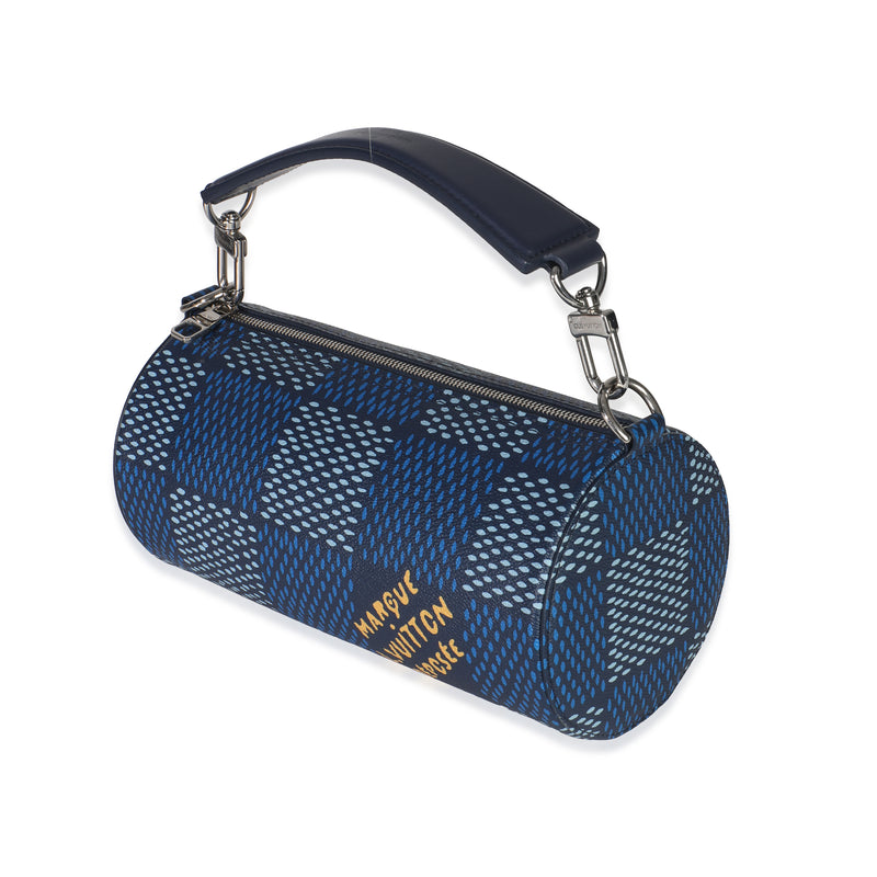 Louis Vuitton Damier Heritage Canvas Soft Polochon Pm Blue Coated Handbag