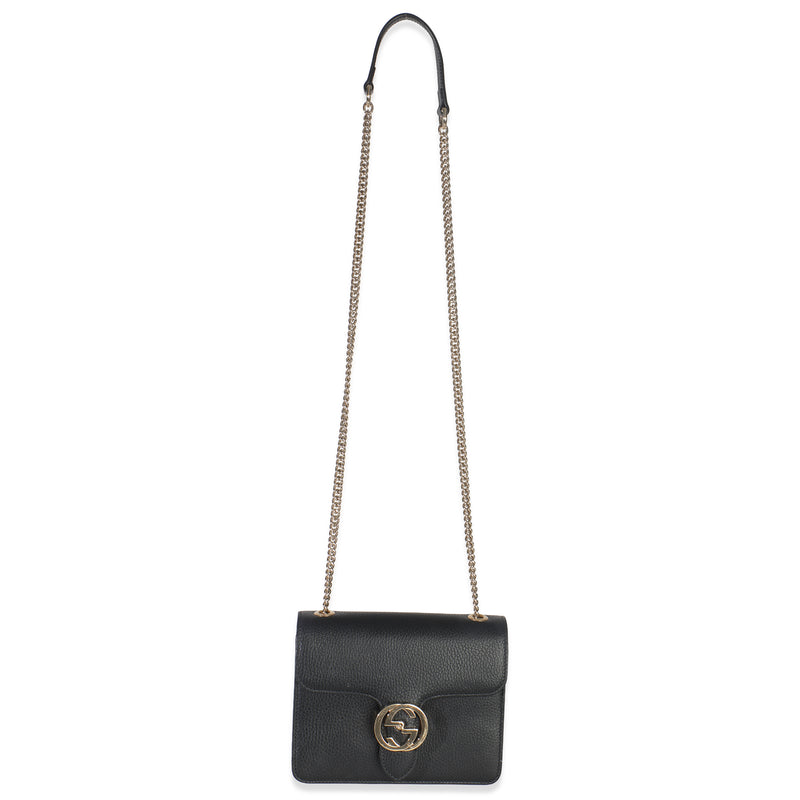 Gucci Black Dollar Calfskin Interlocking G Small Bag Leather Handbag