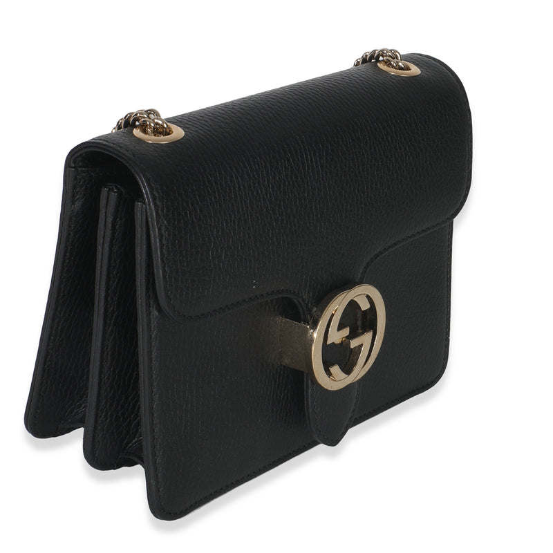 Gucci Black Dollar Calfskin Interlocking G Small Bag Leather Handbag