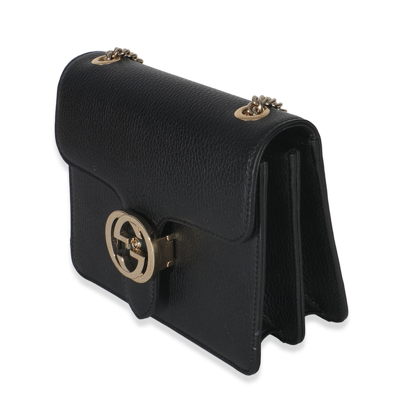 Gucci Black Dollar Calfskin Interlocking G Small Bag Leather Handbag