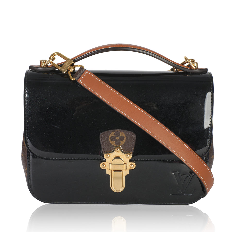 Louis Vuitton Monogram Canvas Black Vernis Cherrywood Bb Patent Leather Handbag