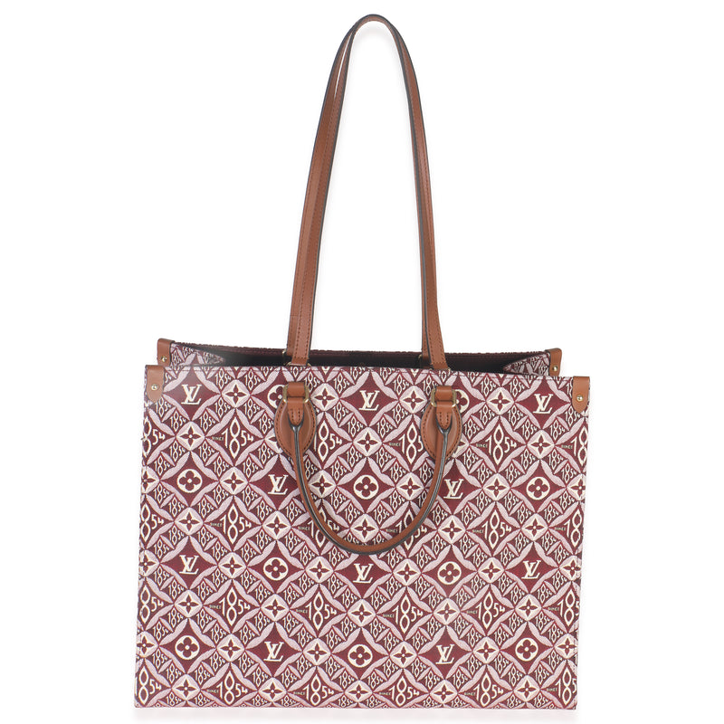 Louis Vuitton Bordeaux Jacquard Canvas Since 1854 Onthego Gm Red Handbag