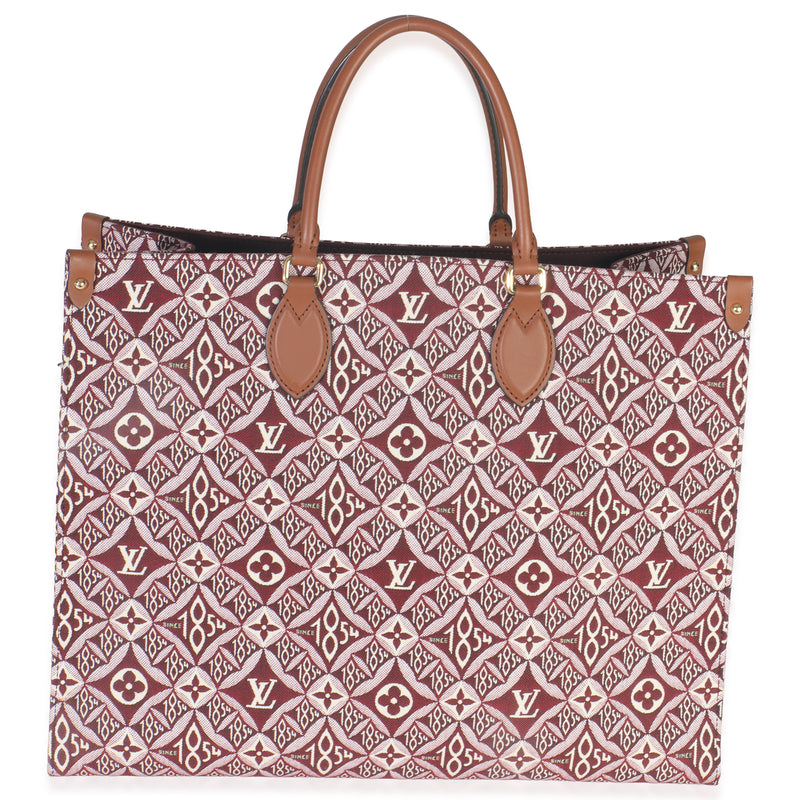 Louis Vuitton Bordeaux Jacquard Canvas Since 1854 Onthego Gm Red Handbag