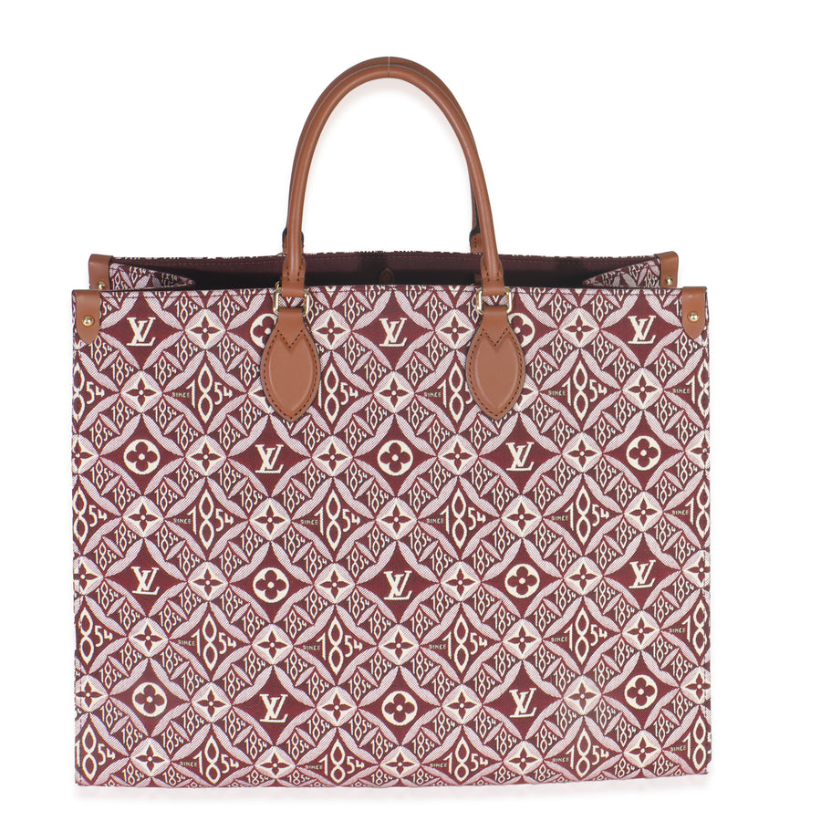Louis Vuitton Bordeaux Jacquard Canvas Since 1854 Onthego Gm Red Handbag