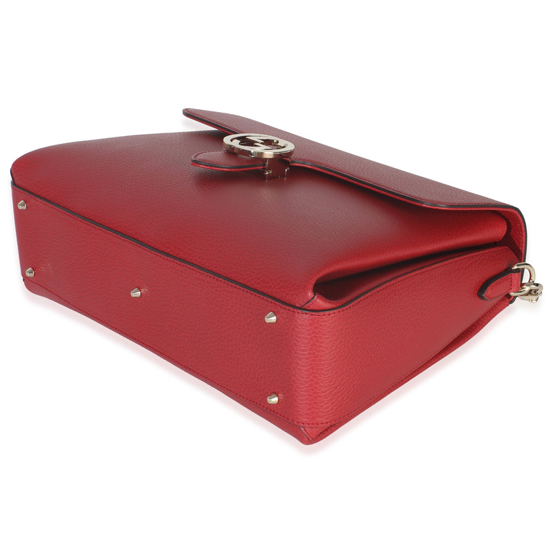 Gucci Red Dollar Calfskin Medium Interlocking G Top Handle Bag Leather Handbag