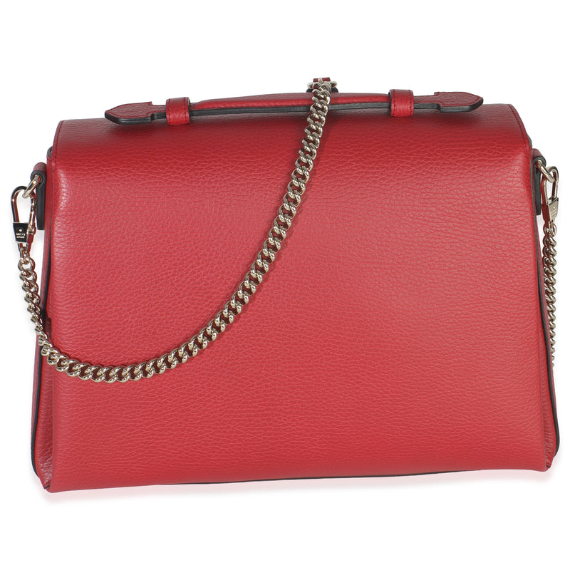 Gucci Red Dollar Calfskin Medium Interlocking G Top Handle Bag Leather Handbag