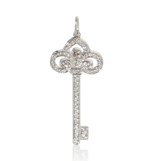 Tiffany & Co. Platinum Diamond Fleur De Lis Key Pendant 950