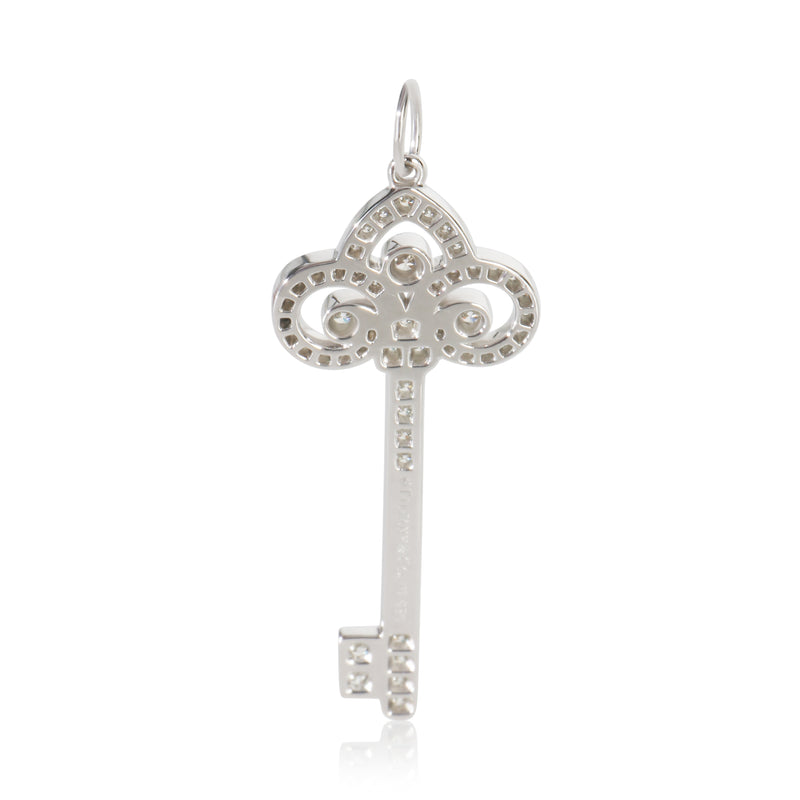 Tiffany & Co. Platinum Diamond Fleur De Lis Key Pendant 950