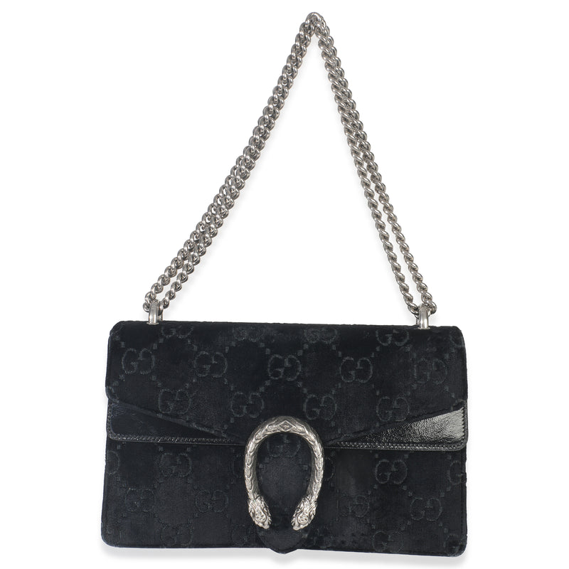 Gucci Black Gg Embossed Velvet Small Dionysus Chain Bag Handbag