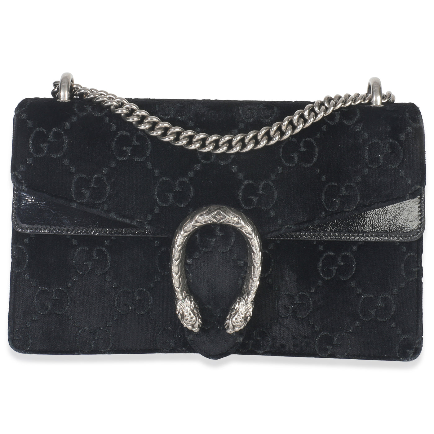 Gucci Black Gg Embossed Velvet Small Dionysus Chain Bag Handbag