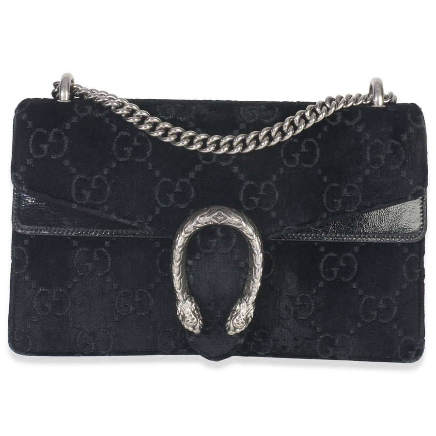 Gucci Black Gg Embossed Velvet Small Dionysus Chain Bag Handbag