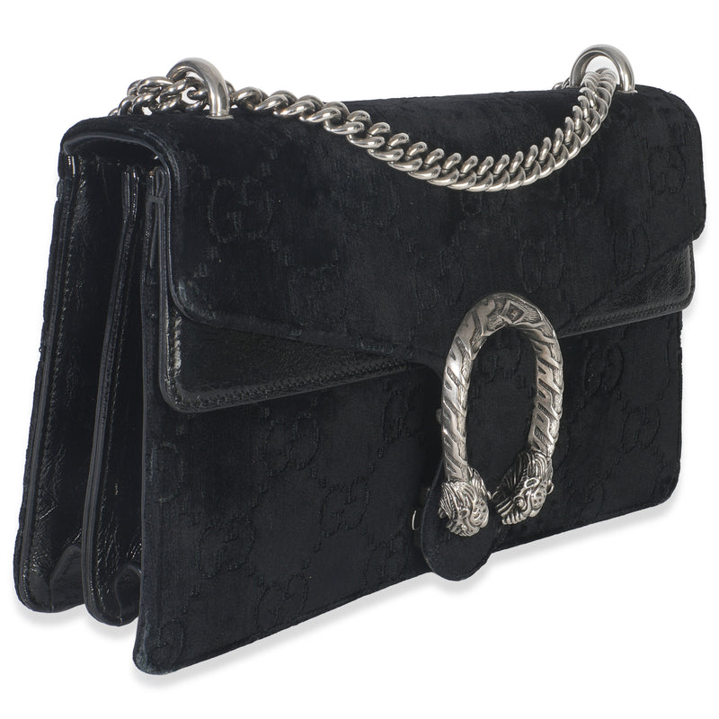 Gucci Black Gg Embossed Velvet Small Dionysus Chain Bag Handbag