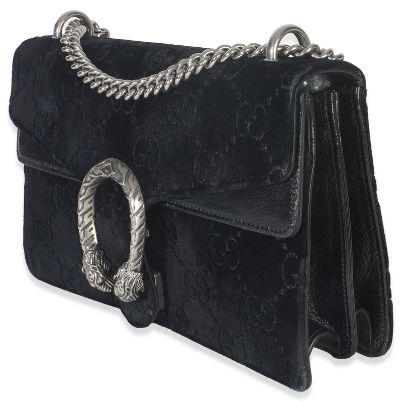 Gucci Black Gg Embossed Velvet Small Dionysus Chain Bag Handbag