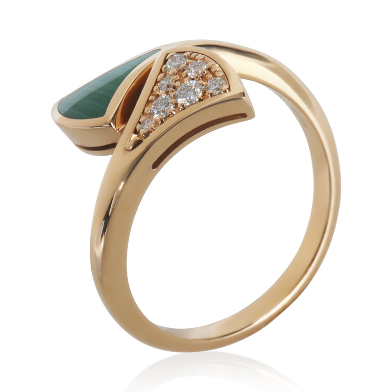Bvlgari Rose Gold Malachite And Diamond Divas Dream Ring 18k