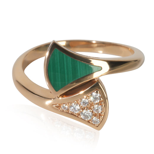 Bvlgari Rose Gold Malachite And Diamond Divas Dream Ring 18k