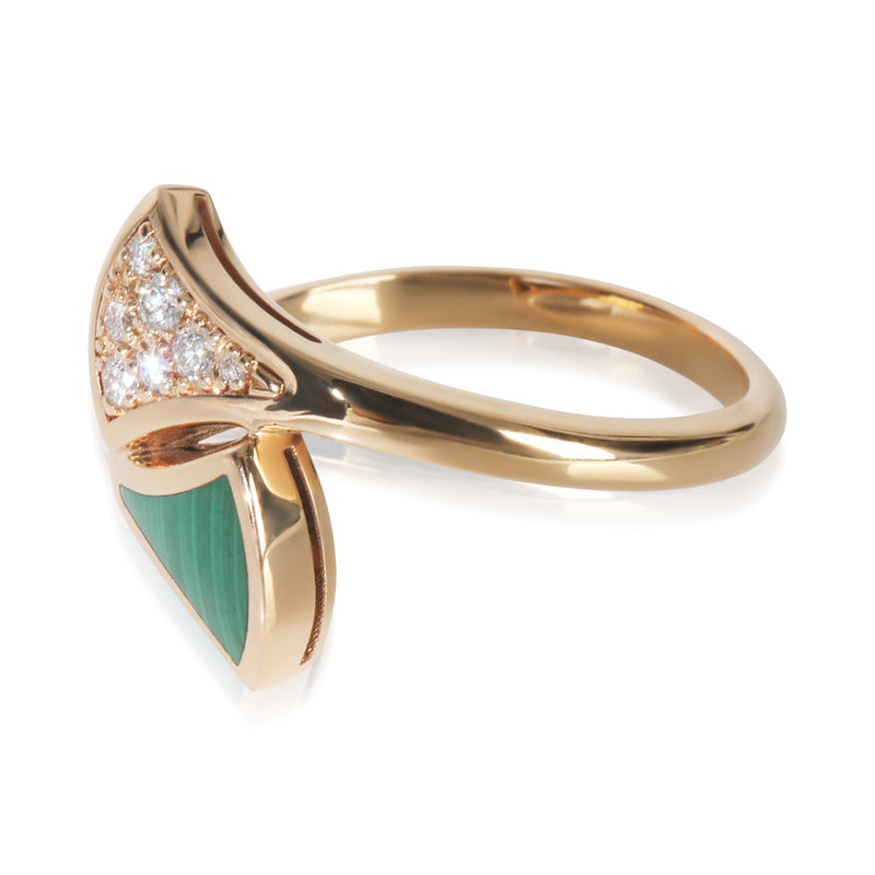 Bvlgari Rose Gold Malachite And Diamond Divas Dream Ring 18k