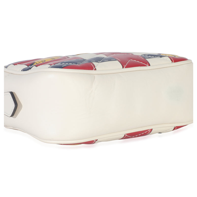 Gucci Trompe Loeil Print Calfskin Matelasse Small Gg Marmont Camera Bag Beige Leather Handbag