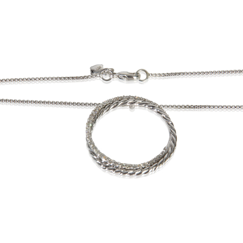 David Yurman Sterling Silver Diamond Infinity Crossover Pendant 925