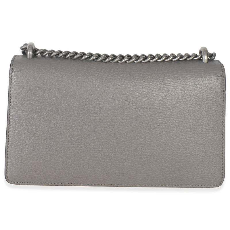 Gucci Dusty Grey Pebbled Calfskin Small Dionysus Shoulder Bag Gray Leather Handbag