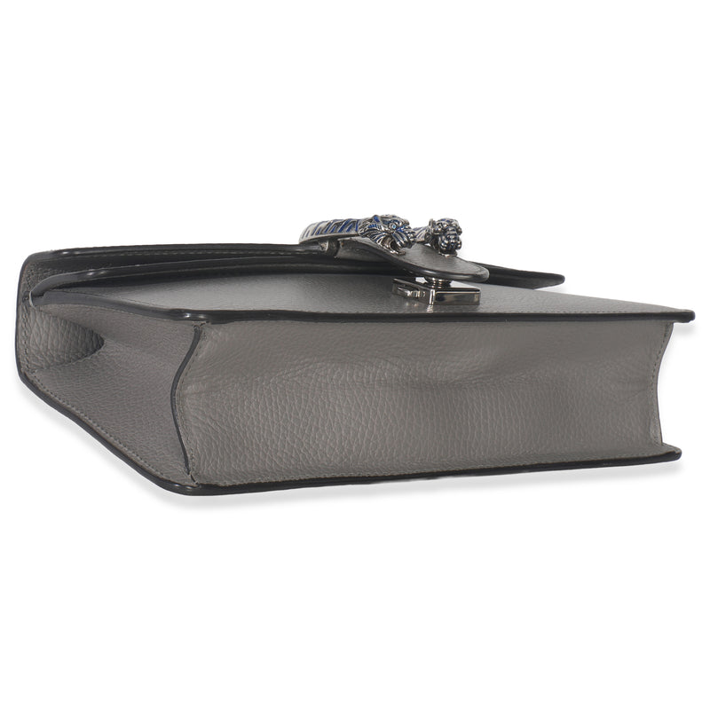 Gucci Dusty Grey Pebbled Calfskin Small Dionysus Shoulder Bag Gray Leather Handbag