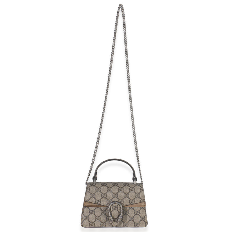 Gucci Beige Gg Supreme Canvas Mini Dionysus Top Handle Bag Handbag