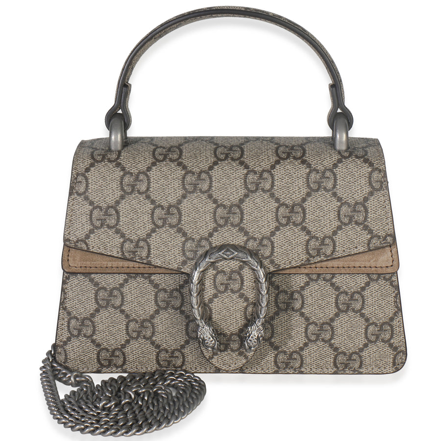 Gucci Beige Gg Supreme Canvas Mini Dionysus Top Handle Bag Handbag