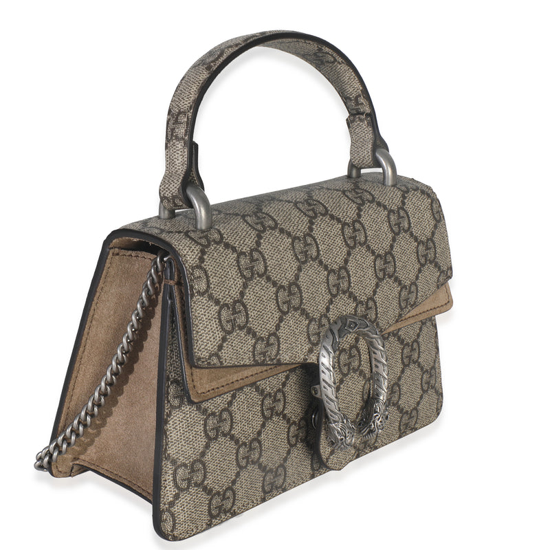 Gucci Beige Gg Supreme Canvas Mini Dionysus Top Handle Bag Handbag