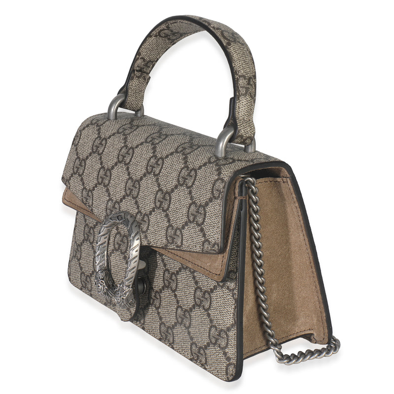 Gucci Beige Gg Supreme Canvas Mini Dionysus Top Handle Bag Handbag