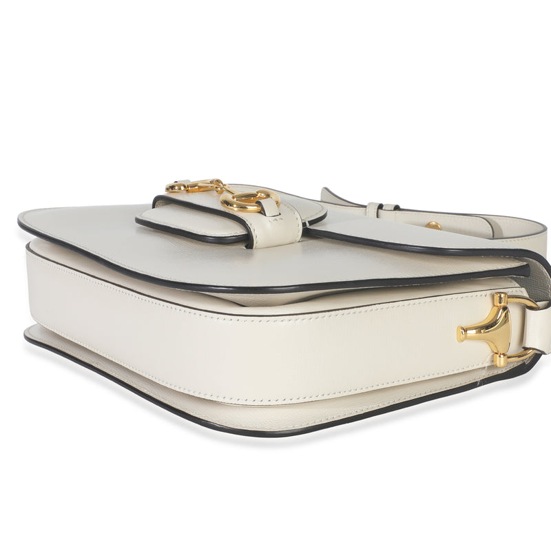 Gucci Mystic White Azalea Calfskin Horsebit Small 1955 Shoulder Bag Leather Handbag