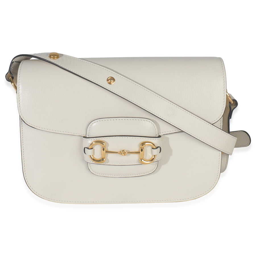 Gucci Mystic White Azalea Calfskin Horsebit Small 1955 Shoulder Bag Leather Handbag