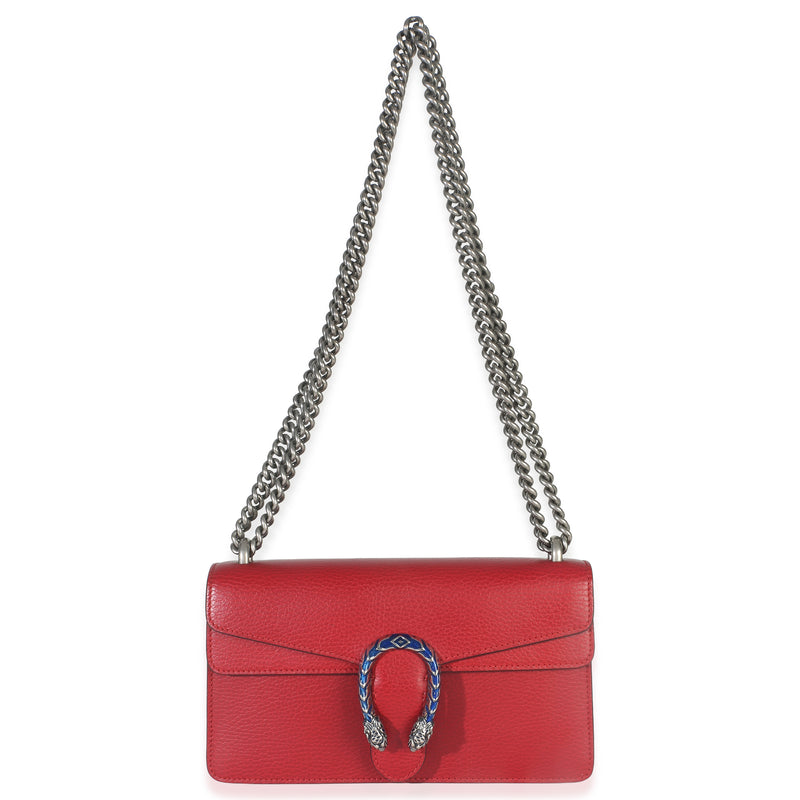 Gucci Red Pebbled Calfskin Small Dionysus Shoulder Bag Leather Handbag