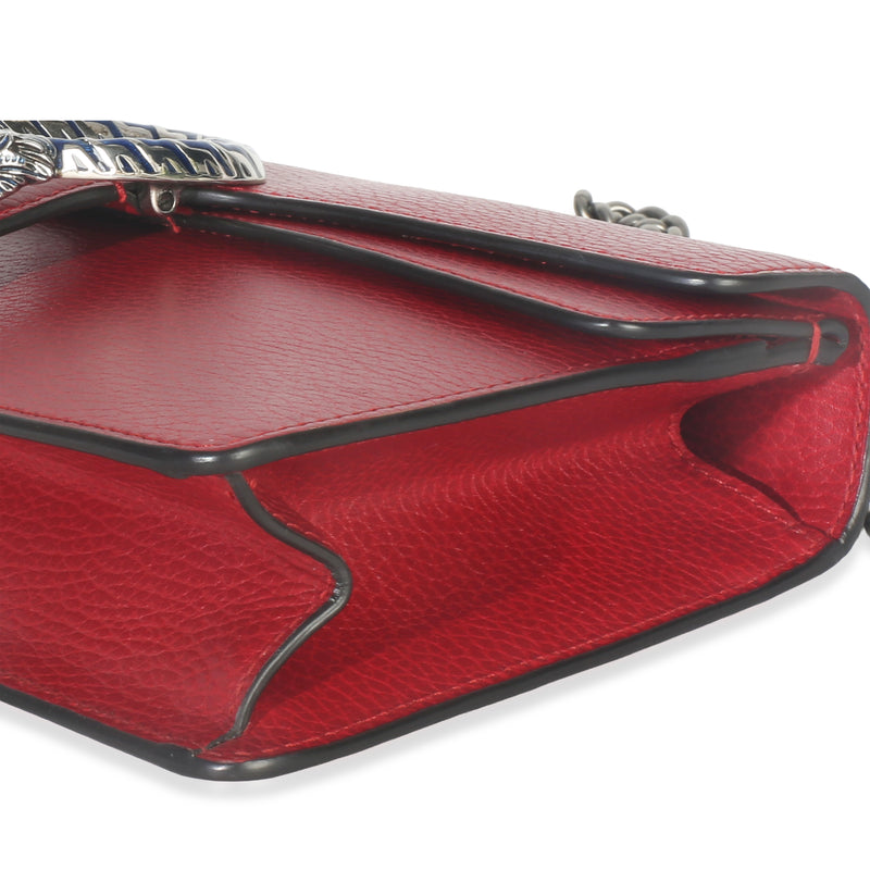 Gucci Red Pebbled Calfskin Small Dionysus Shoulder Bag Leather Handbag