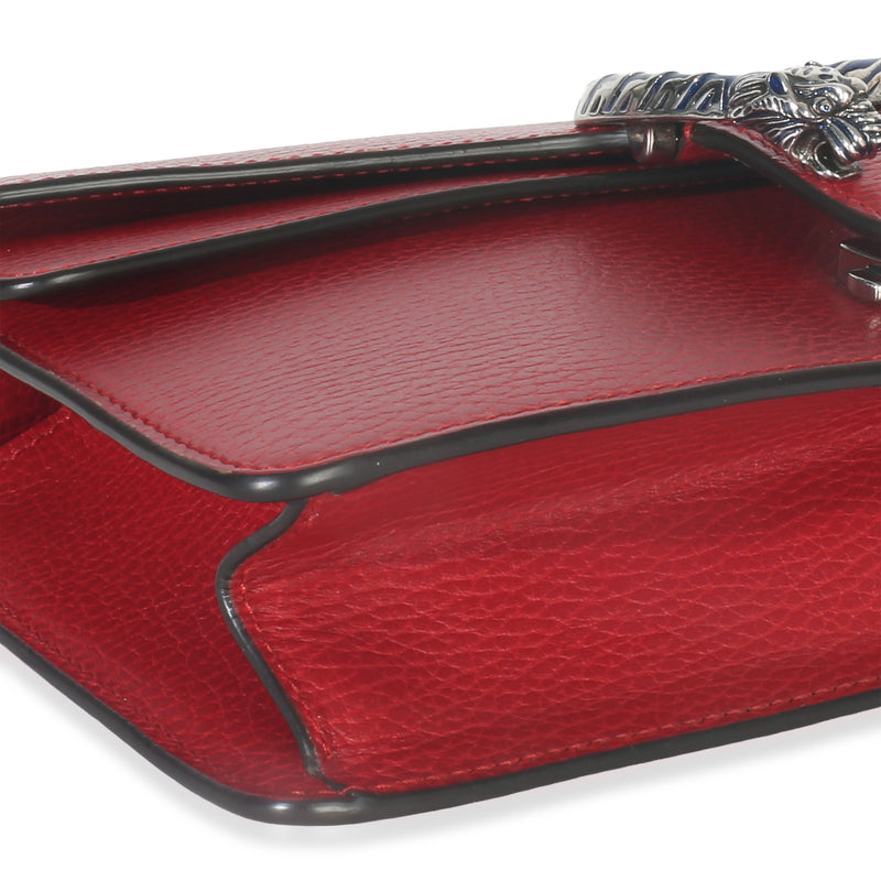 Gucci Red Pebbled Calfskin Small Dionysus Shoulder Bag Leather Handbag