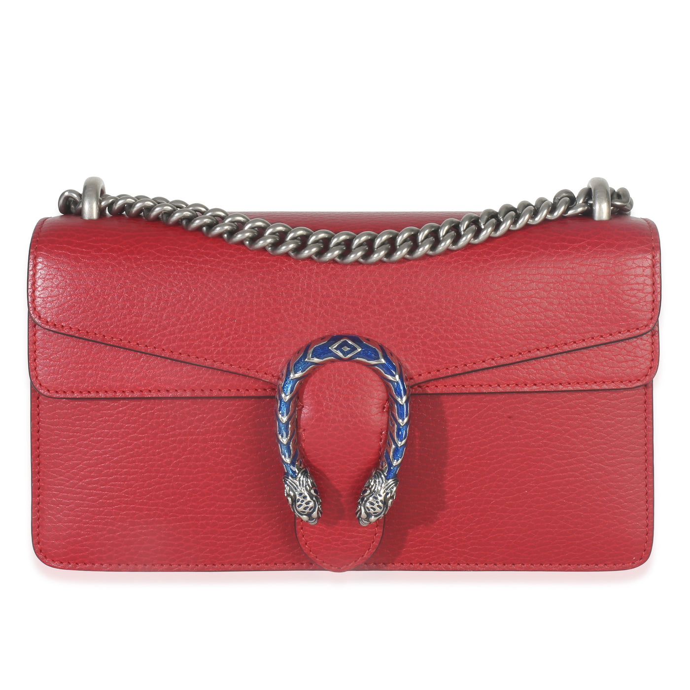 Gucci Red Pebbled Calfskin Small Dionysus Shoulder Bag Leather Handbag