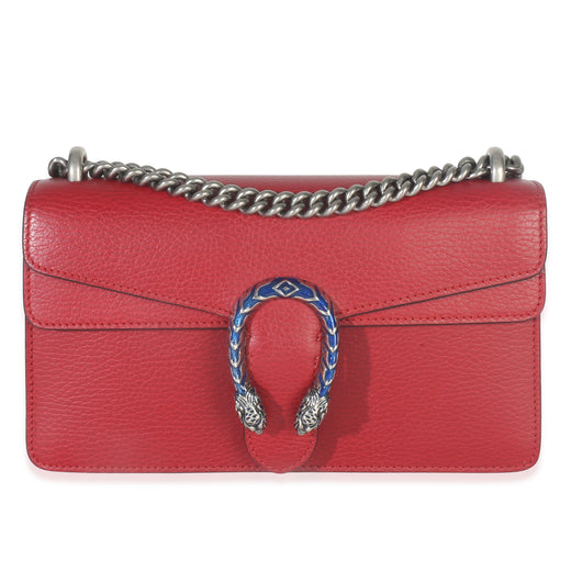 Gucci Red Pebbled Calfskin Small Dionysus Shoulder Bag Leather Handbag