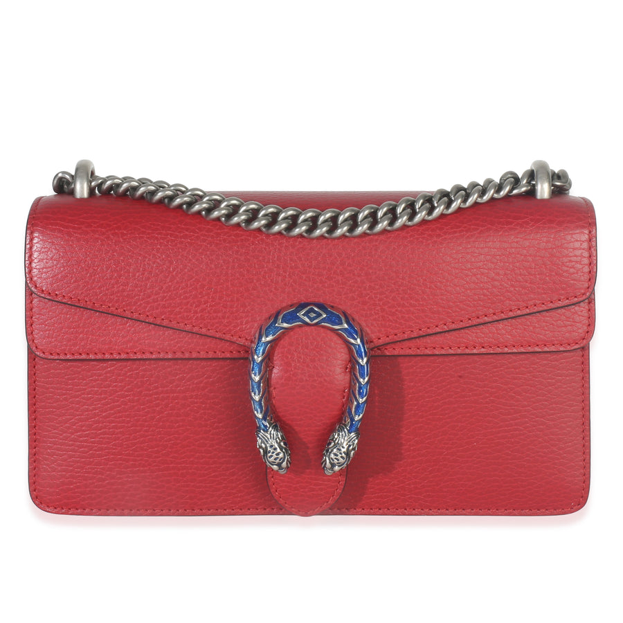 Gucci Red Pebbled Calfskin Small Dionysus Shoulder Bag Leather Handbag