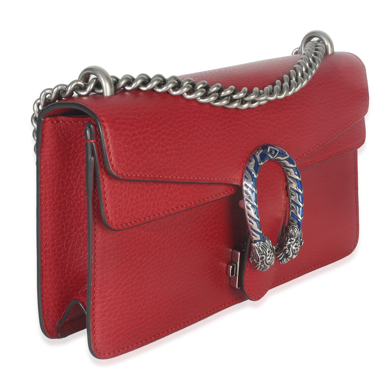 Gucci Red Pebbled Calfskin Small Dionysus Shoulder Bag Leather Handbag