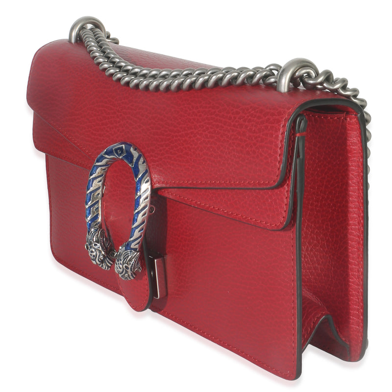 Gucci Red Pebbled Calfskin Small Dionysus Shoulder Bag Leather Handbag