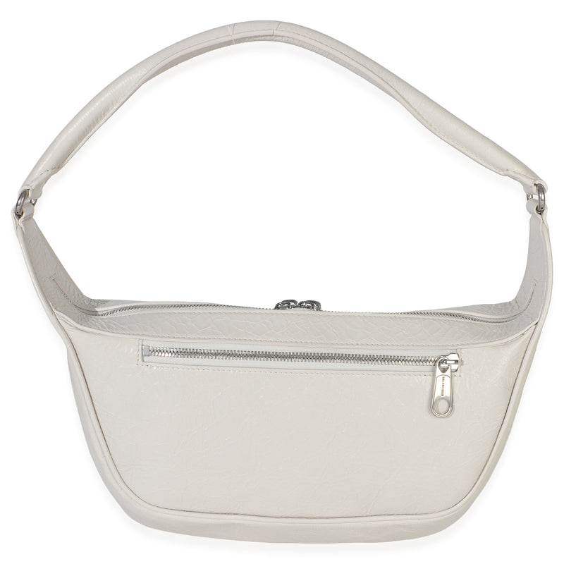Balenciaga White Distressed Calfskin Medium Raver Shoulder Bag Leather Handbag