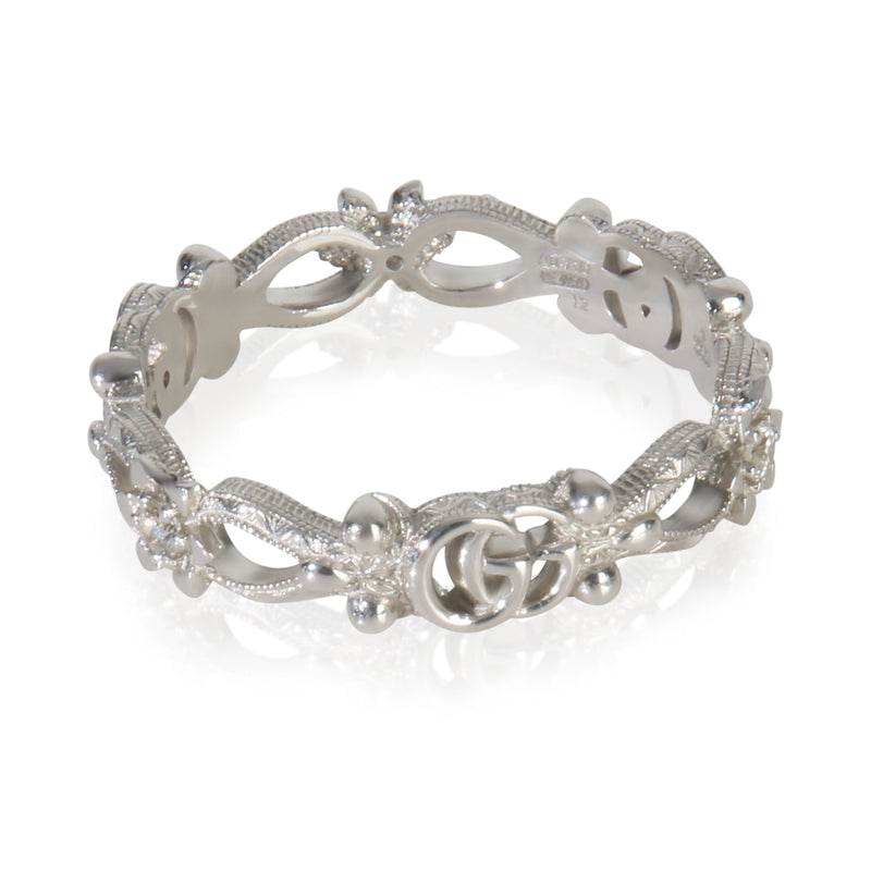 Gucci White Gold Diamond Flora Double G & Flower Ring 18k