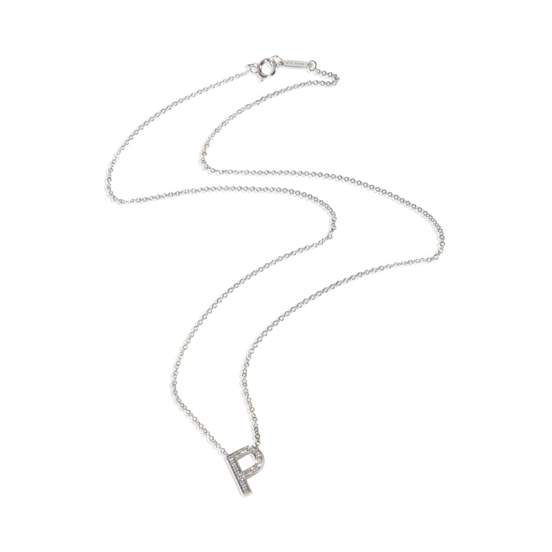 Tiffany & Co. Platinum Diamond Initial P Pendant 950