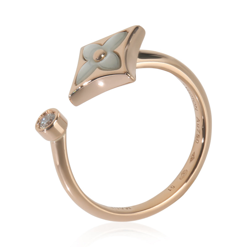 Louis Vuitton Rose Gold Mother Of Pearl And Diamond Blossom Ring 18k