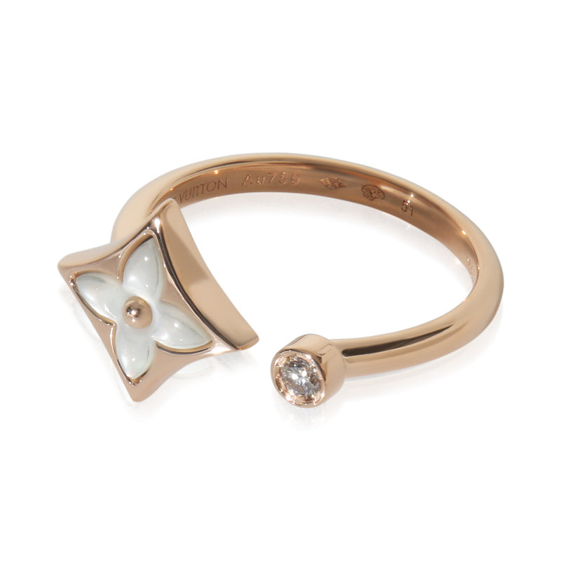 Louis Vuitton Rose Gold Mother Of Pearl And Diamond Blossom Ring 18k