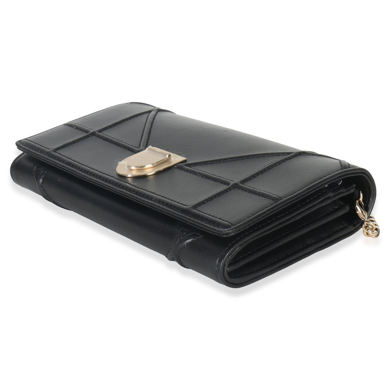 Christian Dior Black Calfskin Diorama Croisiere Chain Wallet Leather Handbag