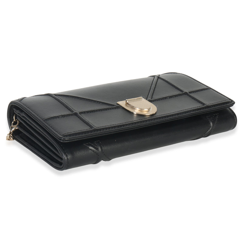 Christian Dior Black Calfskin Diorama Croisiere Chain Wallet Leather Handbag