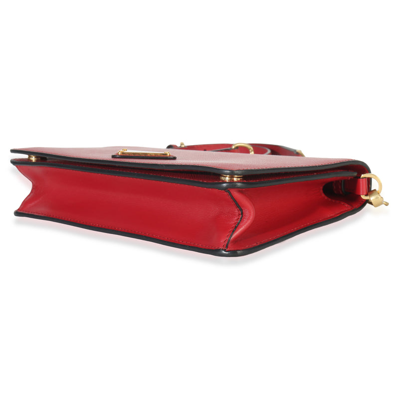 Prada Red Saffiano Triangle Logo Mini Crossbody Leather Handbag